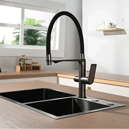 Смеситель кухонный Нея общая высота 47.8 см цвет вороненая сталь