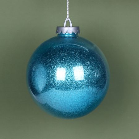 Игрушка ёлочная Bigdecor шар с глиттером голубой 20 см