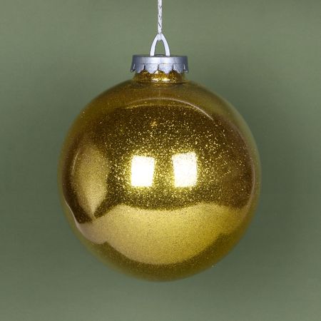 Игрушка ёлочная Bigdecor шар с глиттером золотистый 20 см