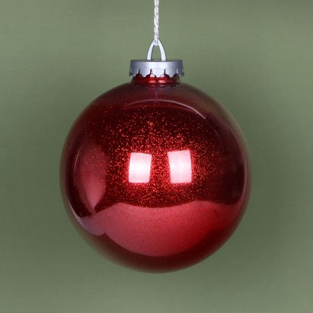 Игрушка ёлочная Bigdecor шар с глиттером красный 20 см