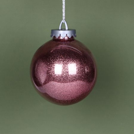 Игрушка ёлочная Bigdecor шар с глиттером розовый 15 см