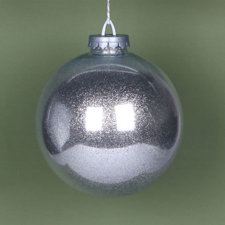 Игрушка ёлочная Bigdecor шар с глиттером серебристый 20 см