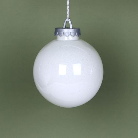 Игрушка ёлочная Bigdecor шар с глиттером белый 15 см