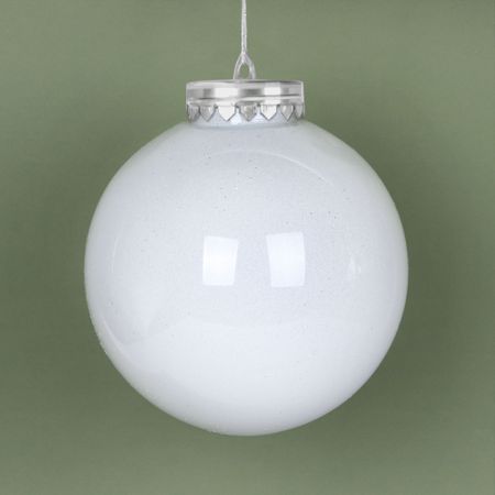 Шар Bigdecor 25 см с глиттером лакированный белый