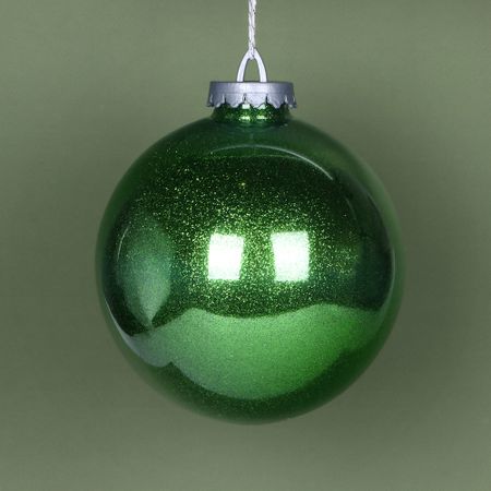 Игрушка ёлочная Bigdecor шар с глиттером зелёный 20 см
