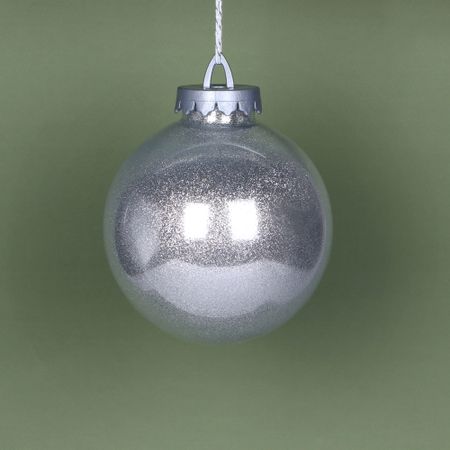 Игрушка ёлочная Bigdecor шар с глиттером серебристый 15 см