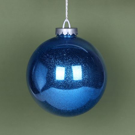 Игрушка ёлочная Bigdecor шар с глиттером синий 20 см