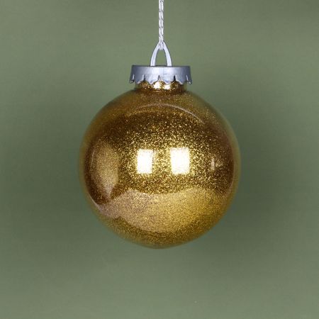 Игрушка ёлочная Bigdecor шар с глиттером золотистый 15 см