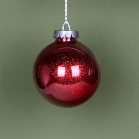 Игрушка ёлочная Bigdecor шар с глиттером красный 15 см