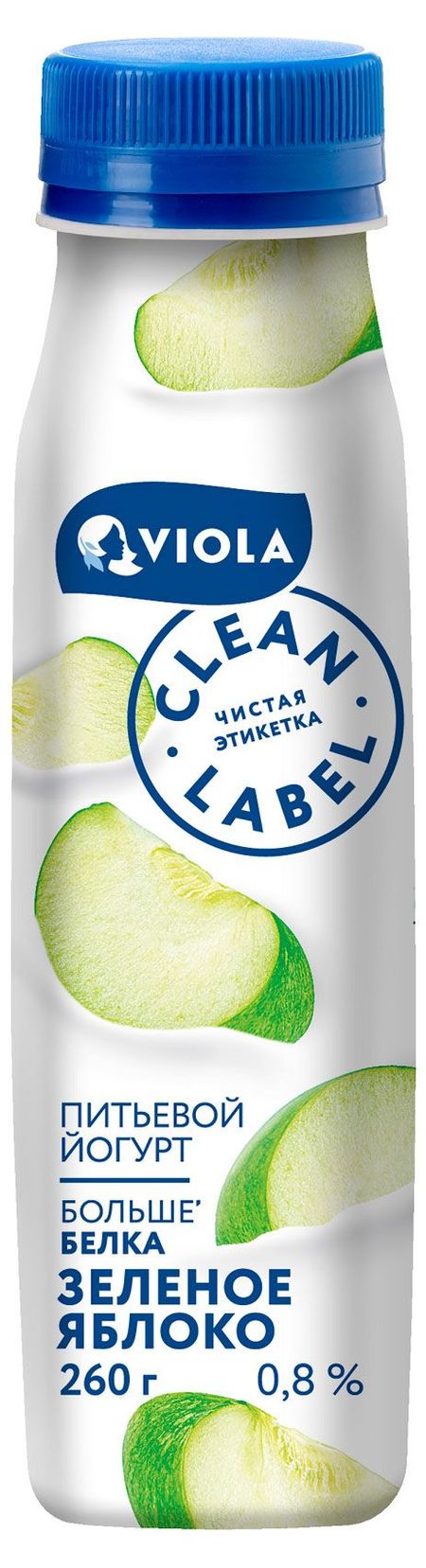 Йогурт питьевой Viola зеленое яблоко 0.8% БЗМЖ, 260 г