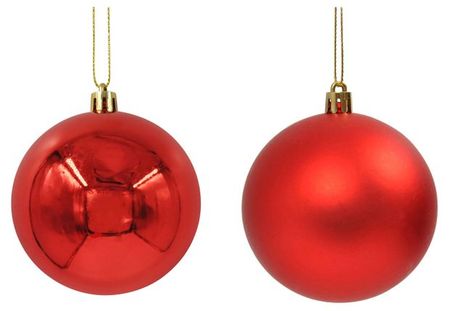 Елочный шар красный 8 см, 1 шт в ассортименте
