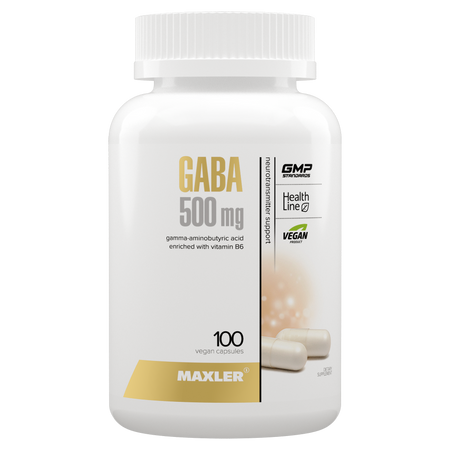 Гамма-аминомасляная кислота 500 мг с витамином B6 Maxler, 100 вегетарианских капсул
