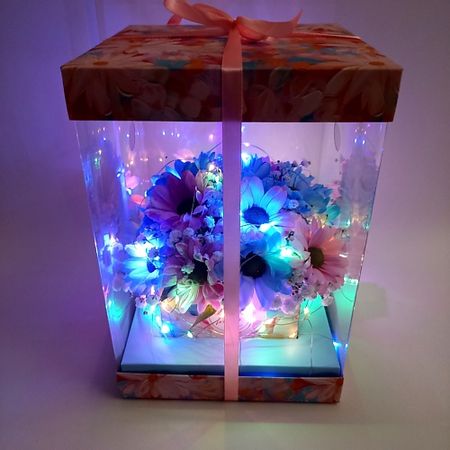 Букет живых цветов ЗЕФИРКО Светящийся букет хризантем в подарочной коробке Для тебя светящийся винил wxpyu для футболок