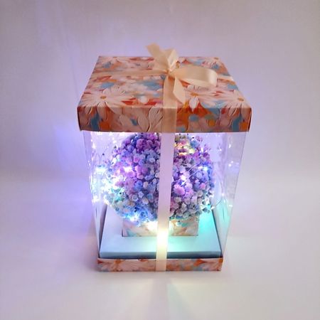 Букет живых цветов ЗЕФИРКО Светящийся букет гипсофил в подарочной коробке Для тебя светящийся винил wxpyu для футболок