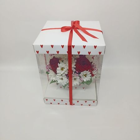 Букет живых цветов ЗЕФИРКО Букет из роз и хризантем в коробке 