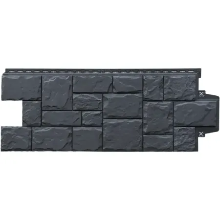 Фасадная панель Grand Line Classic Крупный камень 1102.5x417.4 мм графит 0.38 м²