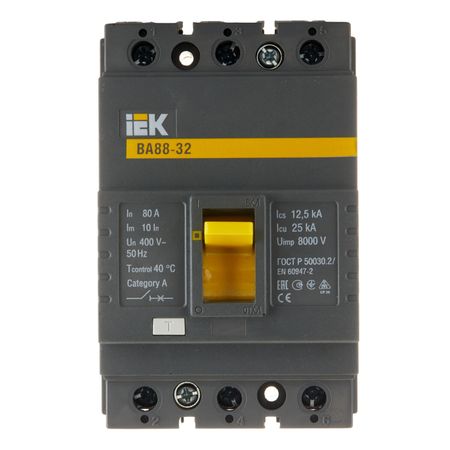 Автоматический выключатель в литом корпусе IEK Karat ВА88-32 3P 80А 25 кА 400 В (SVA10-3-0080)
