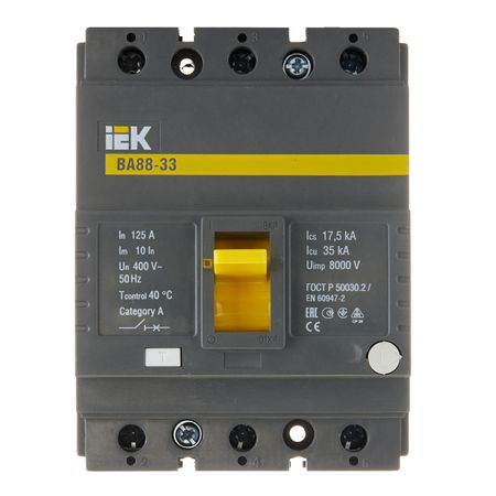 Автоматический выключатель в литом корпусе IEK Karat ВА88-33 3P 125А 35 кА 400 В (SVA20-3-0125) tomzn tob1z 125 автоматический выключатель постоянного тока 125а 220в
