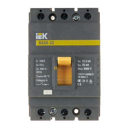 Автоматический выключатель в литом корпусе IEK Karat ВА88-32 3P 100А 25 кА 400 В (SVA10-3-0100) geya w2r автоматический резервный переключатель 100а 220в