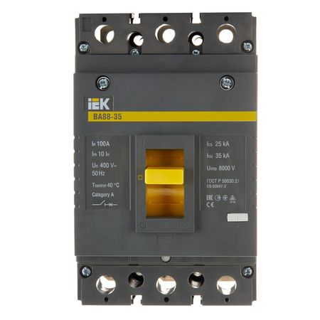 Автоматический выключатель в литом корпусе IEK Karat ВА88-35 3P 100А 35 кА 400 В (SVA30-3-0100) geya w2r автоматический резервный переключатель 100а 220в