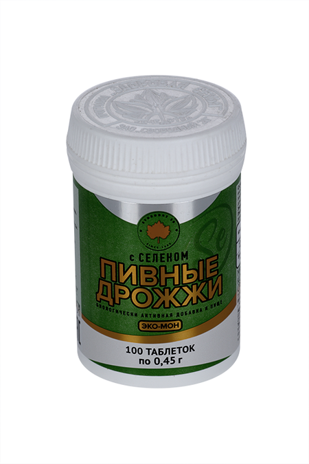 Дрожжи пивные Эко-мон с селеном, 0,45 г, 100 шт, таблетки