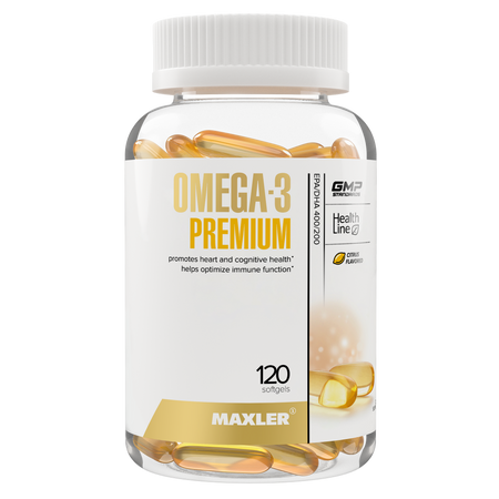Омега 3 Премиум Maxler (ЭПК/ДГК 400/200), 120 гелевых капсул
