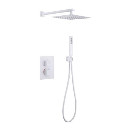 Душевая система Abber Daheim встраиваемая с верхним душем с лейкой со смесителем белая матовая (AF8251W)