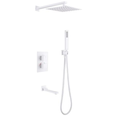 Душевая система Abber Daheim встраиваемая с верхним душем с лейкой со смесителем белая матовая (AF8250W)