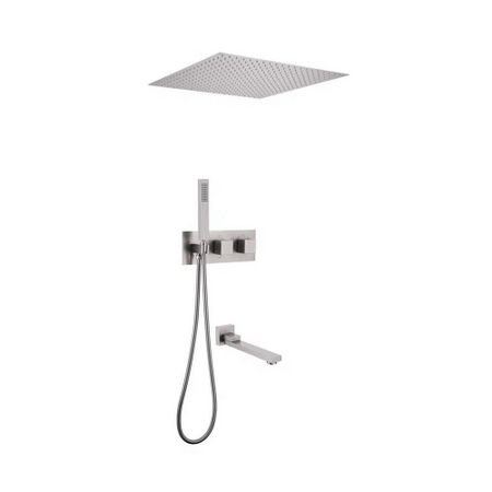 Душевая система Abber Daheim встраиваемая с верхним душем с лейкой со смесителем сатин (AF8254SP)