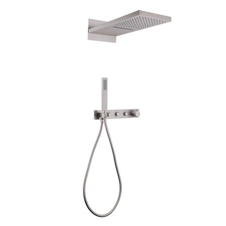 Душевая система Abber Rund встраиваемая с верхним душем с лейкой со смесителем сатин (AF8752SP)