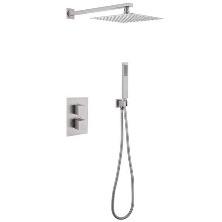 Душевая система Abber Daheim встраиваемая с верхним душем с лейкой со смесителем сатин (AF8251SP)
