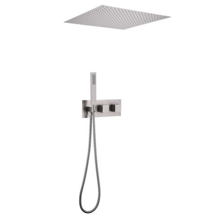 Душевая система Abber Daheim встраиваемая с верхним душем с лейкой со смесителем сатин (AF8255SP)