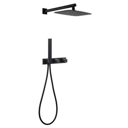 Душевая система Abber Rund встраиваемая с верхним душем с лейкой со смесителем черная матовая (AF8718B)