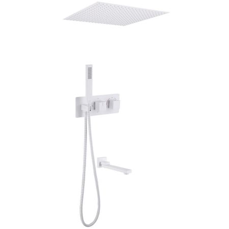 Душевая система Abber Daheim встраиваемая с верхним душем с лейкой со смесителем белая матовая (AF8254W)