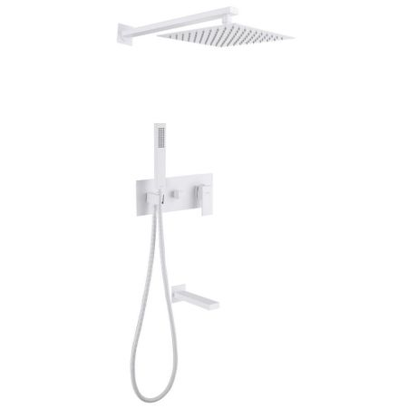 Душевая система Abber Daheim встраиваемая с верхним душем с лейкой со смесителем белая матовая (AF8217W)