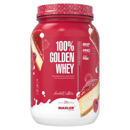 Протеин сывороточный Maxler Golden Whey 2lb (907 гр) - малиновый чизкейк