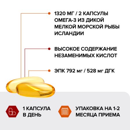 Омега-3 жирные кислоты высокой концентрации, Risingstar, 1620 мг, 60 капсул
