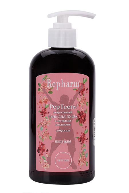 Гель д/душа Repharm PepTeens подростковый с пептидами д/девочек, 500 мл