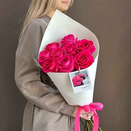 Букет живых цветов ЛАЙФБУКЕТ Букет из 9 розовых роз 