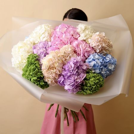 Букет живых цветов БУКЕТНЫЙ ДОМИК Букет из 15 гортензий искусственный букет гортензий из шелка