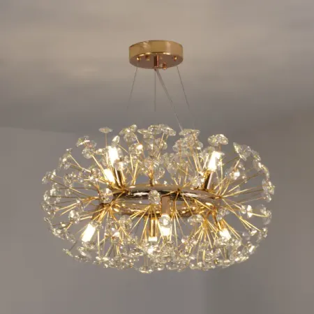 Люстра подвесная Nessa 8 ламп 18 м² цвет золото/прозрачный