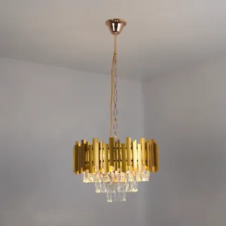 Люстра подвесная Frida 5 ламп 15 м² цвет золото/прозрачный