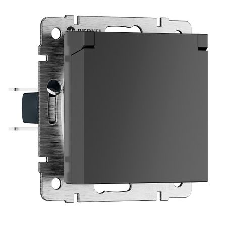Розетка Werkel встраиваемая графит матовый со шторками с крышкой (a069592)