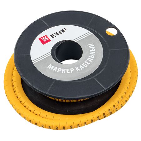 Маркеры кабельные (клипсы) EKF PROxima 3-4,2 мм цифра 8 желтые (500 шт.) (plc-KM-4-8) касса букв и цифр