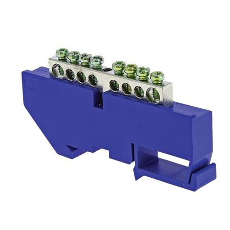 Шина нулевая на DIN-изоляторе EKF PROxima 6х9 мм 8 отверстий синяя (20 шт.) (sn1-63-08-d) шина нулевая navigator на угловом изоляторе 6 отверстий крепеж по центру 1шт латунь