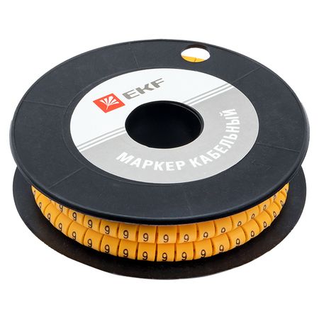 Маркеры кабельные (клипсы) EKF PROxima 4,5-8,6 мм цифра 9 желтые (350 шт.) (plc-KM-6-9) касса букв и цифр