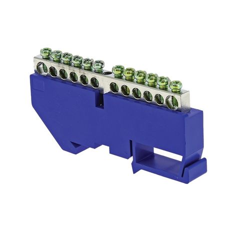 Шина нулевая на DIN-изоляторе EKF PROxima 6х9 мм 12 отверстий синяя (20 шт.) (sn1-63-12-d) шина нулевая navigator на угловом изоляторе 6 отверстий крепеж по центру 1шт латунь