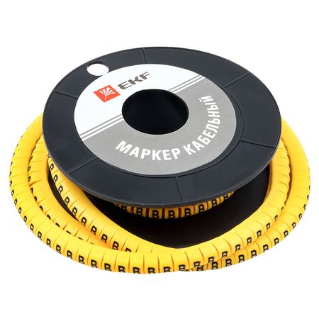Маркеры кабельные (клипсы) EKF PROxima 4,5-8,6 мм буква В желтые (350 шт.) (plc-KM-6-B) касса букв и цифр