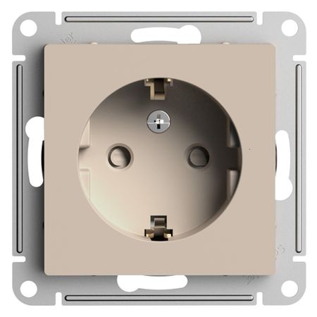 Розетка Systeme Electric AtlasDesign встраиваемая песочная со шторками (ATN001245)