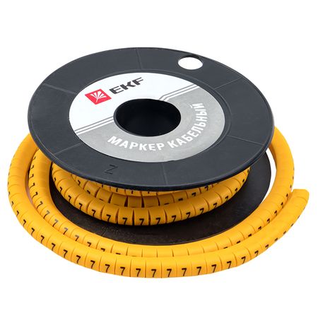 Маркеры кабельные (клипсы) EKF PROxima 3-4,2 мм цифра 7 желтые (500 шт.) (plc-KM-4-7) касса букв и цифр